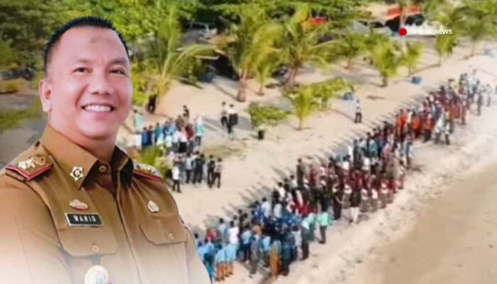 BPKAD Lampung Selatan Ikut Gotong Royong Bersihkan Pantai Minang Rua