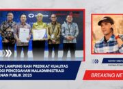 Pemprov Lampung Raih Predikat Kualitas Tertinggi Pencegahan Maladministrasi Pelayanan Publik 2025