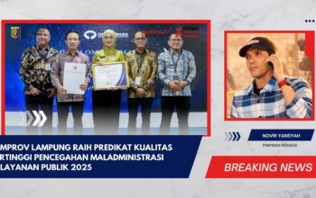 Pemprov Lampung Raih Predikat Kualitas Tertinggi Pencegahan Maladministrasi Pelayanan Publik 2025