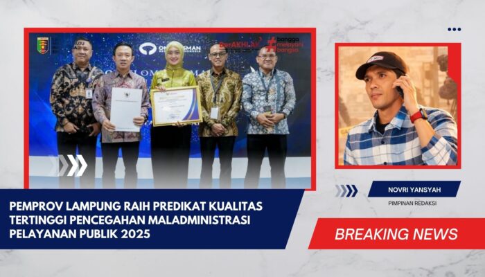 Pemprov Lampung Raih Predikat Kualitas Tertinggi Pencegahan Maladministrasi Pelayanan Publik 2025