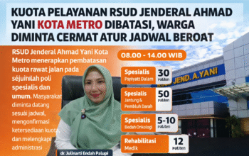 Kuota Pelayanan RSUD Jenderal Ahmad Yani Kota Metro Dibatasi, Warga Diminta Cermat Atur Jadwal Berobat