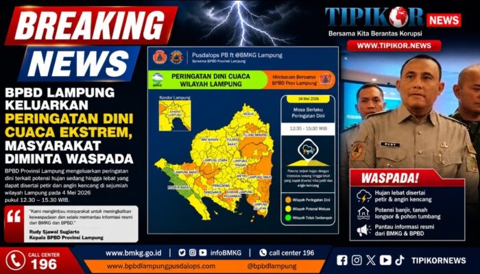 BPBD Lampung Keluarkan Peringatan Dini Cuaca Ekstrem, Masyarakat Diminta Waspad