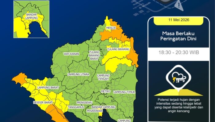 BPBD Lampung Keluarkan Peringatan Dini Cuaca Ekstrem: Warga Diminta Siaga Hujan Lebat dan Petir